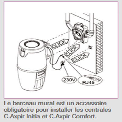 aspirateur central ALDES Pack C.AXPIR INITIA Garantie 2 ANS (jusqu’à 200 m²) + set de nettoyage, Aldes 11071138