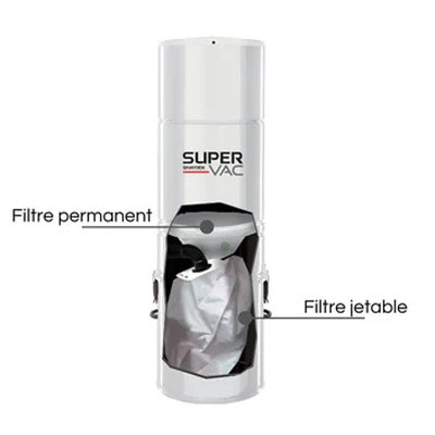 Aspirateur central hybride HAYDEN SuperVac 70 (jusqu’à 350 m²) - GARANTIE 10 ANS 