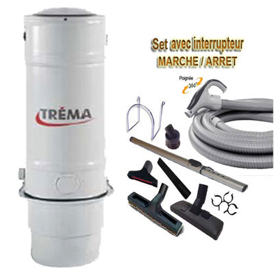 Aspiration centralisée TRÉMA Tf 550 (jusqu'à 400 m²) GARANTIE 2 ANS + trousse inter 9 ML + 8 accessoires + set cuisine extensible