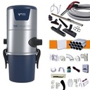 Aspiration centralisée AERTECNICA TS1 (jusqu’à 250 m²), Sans Sac - GARANTIE 3 ANS - 1 trousse flexible 9m à variateur + 8 access. + kit 3 prises + kit prise balai + kit prise garage