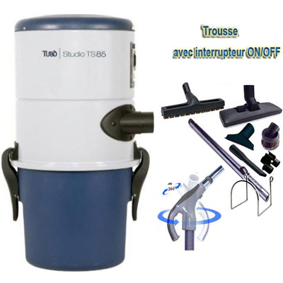 Aspirateur central Aertecnica TS85 garantie 3 ans (jusqu’à 150 m²) + trousse inter 9 ML + 8 accessoires + 1 Aspi-plumeau offert