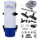 Aspirateur central hybride Aspibox Serenity avec kit flexible 9m avec variateur de vitesse, 8 access. Kit 4 prises, kit prise balai, kit prise garage - Jusqu'à 350m2 - Garantie 3 ans