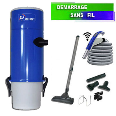 Aspiration centralisée SAPHIR 250 GARANTIE 2 ANS (jusqu’à 250 m²) + set de nettoyage, filtration par sac de 30 litres