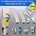 Kit 3 prises RETRAFLEX blanches nouvelle génération, 20% plus petit que le premier modèle! avec 45m de tuyaux pour flexible de 9m et 12m