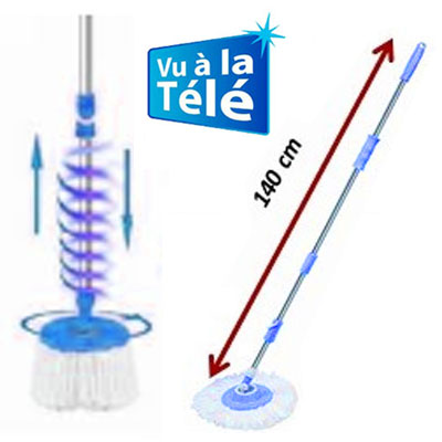 NEW TURBO MOP DELUXE avec double centrifugeuse : Une pour essorer + Une pour rincer ! (Avec 2 recharges)