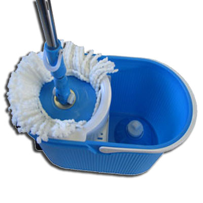 NEW TURBO MOP DELUXE avec double centrifugeuse : Une pour essorer + Une pour rincer ! (Avec 2 recharges)