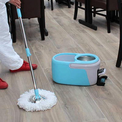 Balai TURBO MOP DELUX système rotatif 360° + 2 mops à franges microfibres + 1 Manche télescopique 125 cm