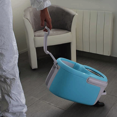 Balai TURBO MOP DELUX système rotatif 360° + 2 mops à franges microfibres + 1 Manche télescopique 125 cm