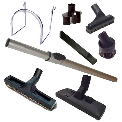 Kit 8 accessoires pour centrales (1 Support mural, 1 Brosse combinée, 1 Brosse sol dur 300 mm, 1 Canne télescopique silver + 1 sac de 4 accessoires)