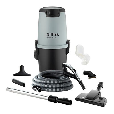 Aspirateur central NILFISK SUPRÊME 150 démarrage sans fils GARANTIE 5 ANS +/- de 260 m2 + trousse télécommandé 9 ML + 6 accessoires