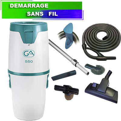 Aspiration centralisée GA 550 Radio (jusqu’à 550m²), Garantie 2 ans + Kit flexible radio 8m + 5 accessoires, GÉNÉRAL D'ASPIRATION 31082455