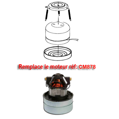 Moteur pour centrales d'aspiration Aertecnica PX80, PX85, P80, C80, M03/1 TF, SC20FC, SX20FC, SM20FD, SX20FD et SB20FE, Aertecnica CM910 remplace CM878