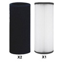 Lot de 2 pré-filtres + 1 Filtre polyester pour centrales d'aspiration Aertecnica TS2, TS4, TS105, TS205 ...