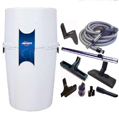 Aspirateur central ASPIBOX 2500F GARANTIE 5 ANS (jusqu’à 350 m²) + trousse inter 9 ML + 8 accessoires + 1 Aspi-plumeau offert