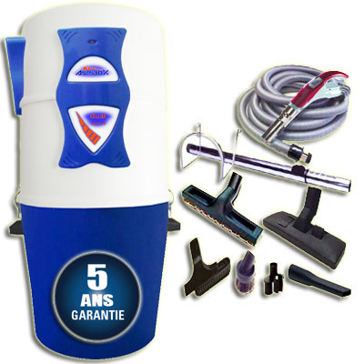 Aspirateur central hybride ASPIBOX Dual à variateur de vitesse GARANTIE 2 ANS (jusqu’à 500 m²) + trousse à variateur 9 M + 8 access. + Aspi-Plumeau