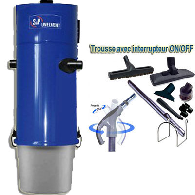 Aspiration centralisée SAPHIR 700N GARANTIE 2 ANS (jusqu’à 700 m²), UNELVENT 620124 + trousse inter 9 ML + 8 accessoires + 1 Aspi-plumeau offert
