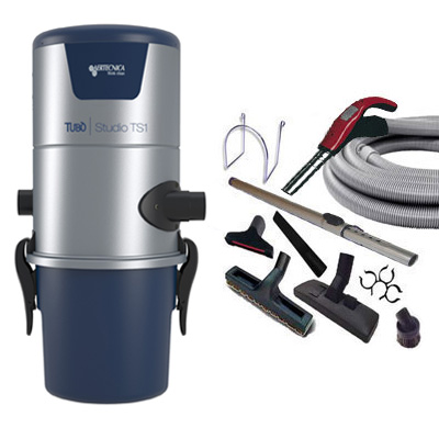 Aspiration centralisée AERTECNICA TS1 (jusqu’à 250 m²), Sans Sac - GARANTIE 3 ANS  - Avec 1 trousse flexible à variateur 9 M + 8 accessoires + Aspi-Plumeau