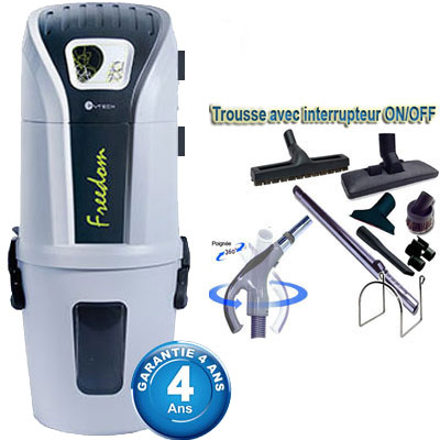 Aspiration centralisée SACH CVTech VAC Freedom 1.6kW + Set inter 9 M + 8 accessoires + 1 Aspi-plumeau offert - Logement jusqu'à 250 m2 - Garantie 4 ans