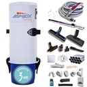 Aspirateur central hybride Aspibox Family avec kit flexible 9m à variateur de vitesse, 8 access. Kit 3 prises, kit ramasse-miettes, kit prise garage - Jusqu'à 250m2 - Garantie 3 ans