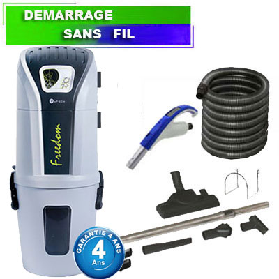 Aspirateur Central type ALDES, SACH CVTech VAC Freedom 1.8kW - Garantie 4 ans - Surface jusqu’à 150 m² - Set de nettoyage