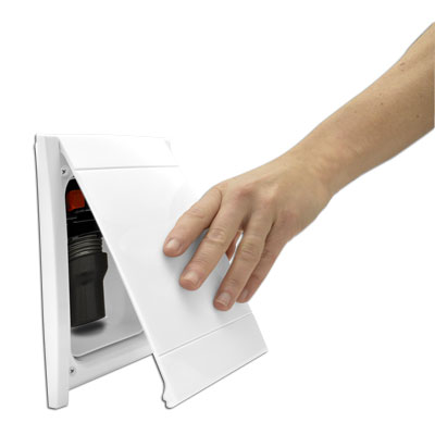 Prise Rétraflex murale blanche nouvelle génération, 20% plus petit que le premier modèle