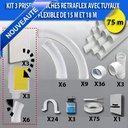 Kit 3 prises RETRAFLEX blanches nouvelle génération, 20% plus petit que le premier modèle! avec tuyaux pour flexible de 15m et 18m