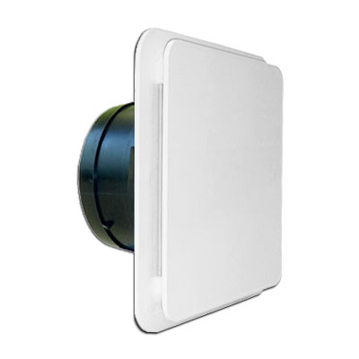 Ensemble bouche BDOP 125 d'extraction et d'insufflation plastique réglable extra-plate, débit de 45 à 150 m3/h, + manchon placo L. 100 mm