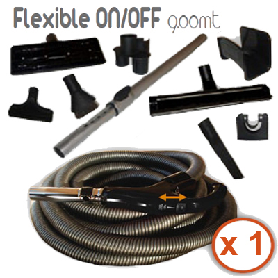 [AA204] Trousse 9 accessoires + 1 flexible de 9 m on/off avec bouton coulissant