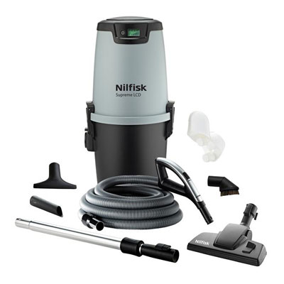 [AC045] Aspirateur central NILFISK SUPREME LCD démarrage sans fils GARANTIE 5 ANS +/- de 260 m2 + trousse télécommandé 9 ML + 6 accessoires