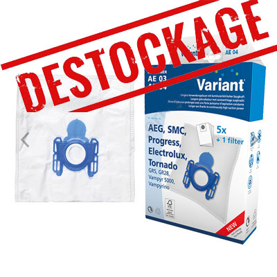 [AD426] Lot de 5 sacs microfibre AE04CAP / AE03CAP, AEG AE4586, GR5, GR28, H2000, VCH3609, Electrolux Ergo Essence, Ergo Essence 4580, Z5305