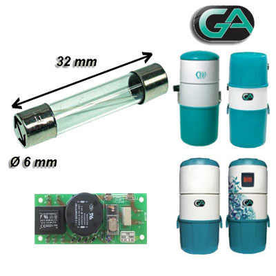 [ADC474] Fusible 6 x 32 mm 8A Générale d'Aspiration GA 100, GA 130, GA 200, GA 300, GA 400 fabrication 1998-2009, GA 200 oxygène, Générale d'Aspiration 31052046 - 31052048