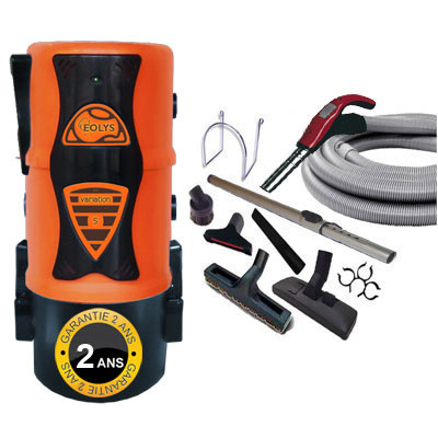 [APC084] Aspiration centralisée EOLYS 5 à variateur de vitesse GARANTIE 2 ANS (jusqu’à 180 m²) Filtration hybride (avec ou sans sac) + trousse à variateur 9 M + 8 accessoires + Aspi-Plumeau