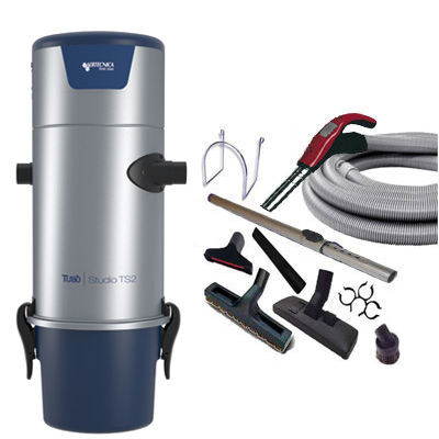 [APC202] Aspiration centralisée AERTECNICA TS2 (jusqu’à 400 m²), Sans sac - GARANTIE 3 ANS - Avec 1 trousse flexible à variateur 9 M + 8 accessoires + Aspi-Plumeau