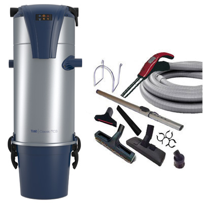 [APC208] Aspiration centralisée AERTECNICA TC3 (jusqu’à 550 m²), Sans sac - GARANTIE 3 ANS - Avec 1 trousse flexible à variateur 9 M + 8 accessoires + Aspi-Plumeau