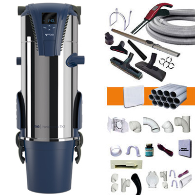 [APC215] Aspiration centralisée AERTECNICA TX3A (jusqu’à 550 m²) - GARANTIE 3 ANS  - Avec 1 trousse flexible à variateur 9m + 8 accessoires + kit 3 prises + kit prise balai + kit prise garage