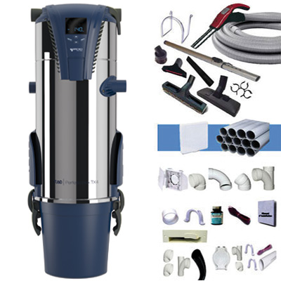 [APC217] Aspiration centralisée AERTECNICA TX4A (jusqu’à 700 m²) - GARANTIE 3 ANS  - Avec 1 trousse flexible à variateur 9m + 8 accessoires + kit 4 prises + kit prise balai + kit prise garage