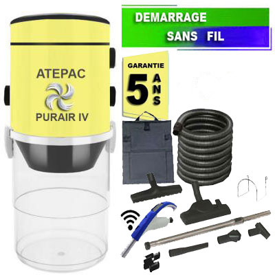 [APC428] Aspirateur central type ALDES, ATEPAC PURAIR IV garantie 5 ans (jusqu’à 400 m²) + set accessoires - Garantie 5 ans