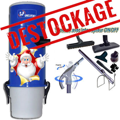 [APC432] Aspiration centralisée SAPHIR 250 GARANTIE 2 ANS (jusqu’à 250 m²), filtration par sac de 30 litres, UNELVENT 620137 + set inter 9 ML + 8 accessoires + 1 Aspi-plumeau offert