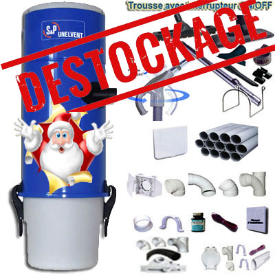 [APC433] Aspiration centralisée SAPHIR 250 GARANTIE 2 ANS (jusqu’à 250 m²), filtration par sac de 30 litres, UNELVENT 620137 + set inter 9 ML + 8 accessoires + kit 3 prises + kit prise balai + kit prise garage