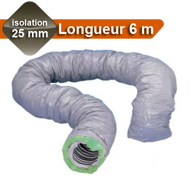 [VC315] Gaines PVC Ø 125, isolation 25 mm, Longueur 6 m pour réseau de VMC, zéro phtalate, laine de verre A+, GP ISO ECOSOFT UNELVENT